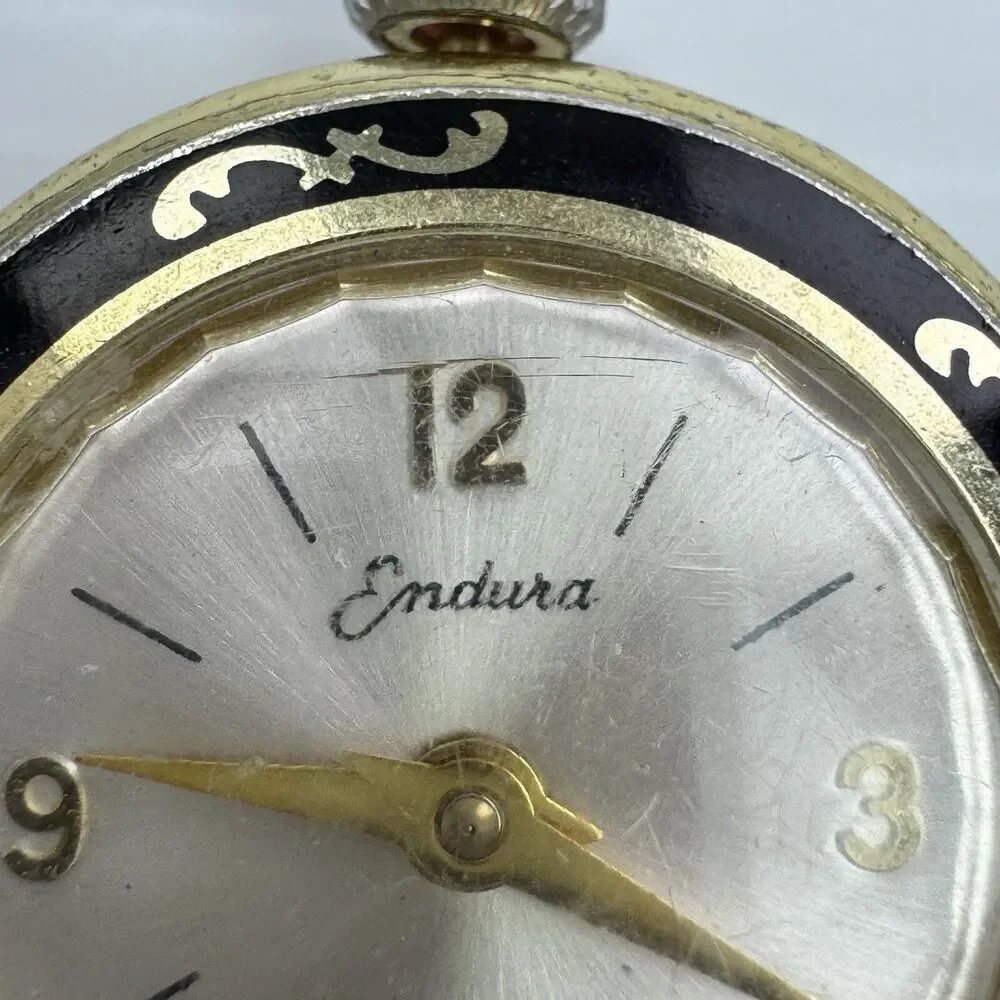 Vintage Endura Pendant Watch Gold Tone With Necklace UNTESTED